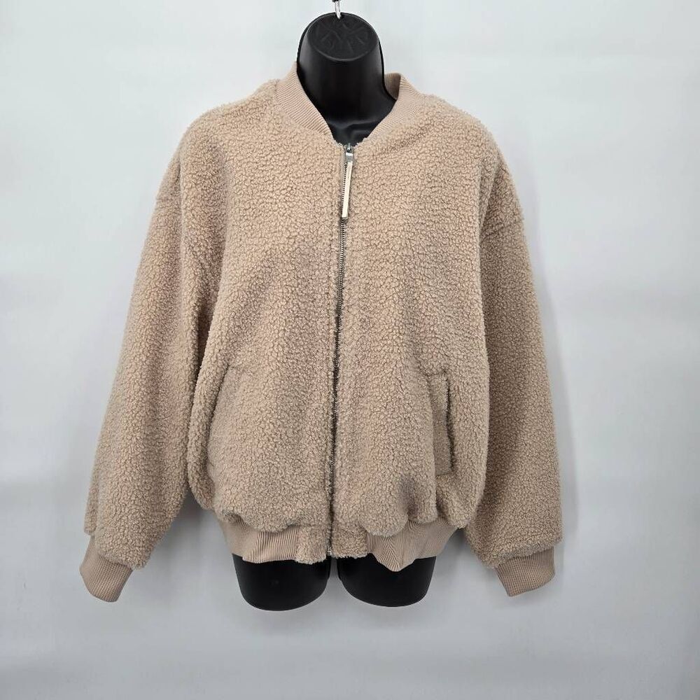 Avec Les Filles Teddy Jacket Size Large Cream Soft Warm NWOT
